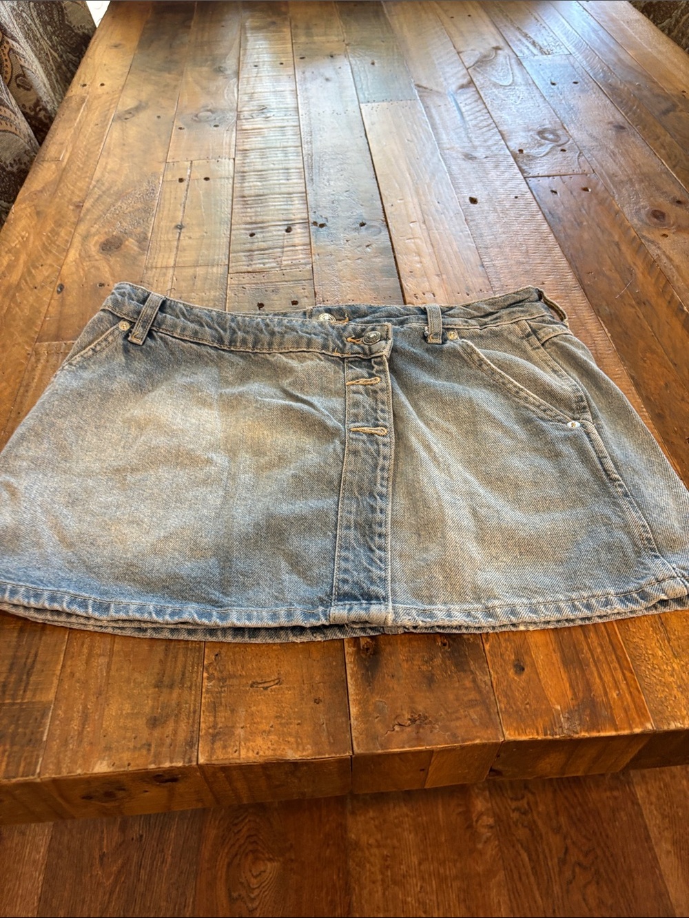 We The Free Light Blue Denim Mini Skirt-Style Shorts